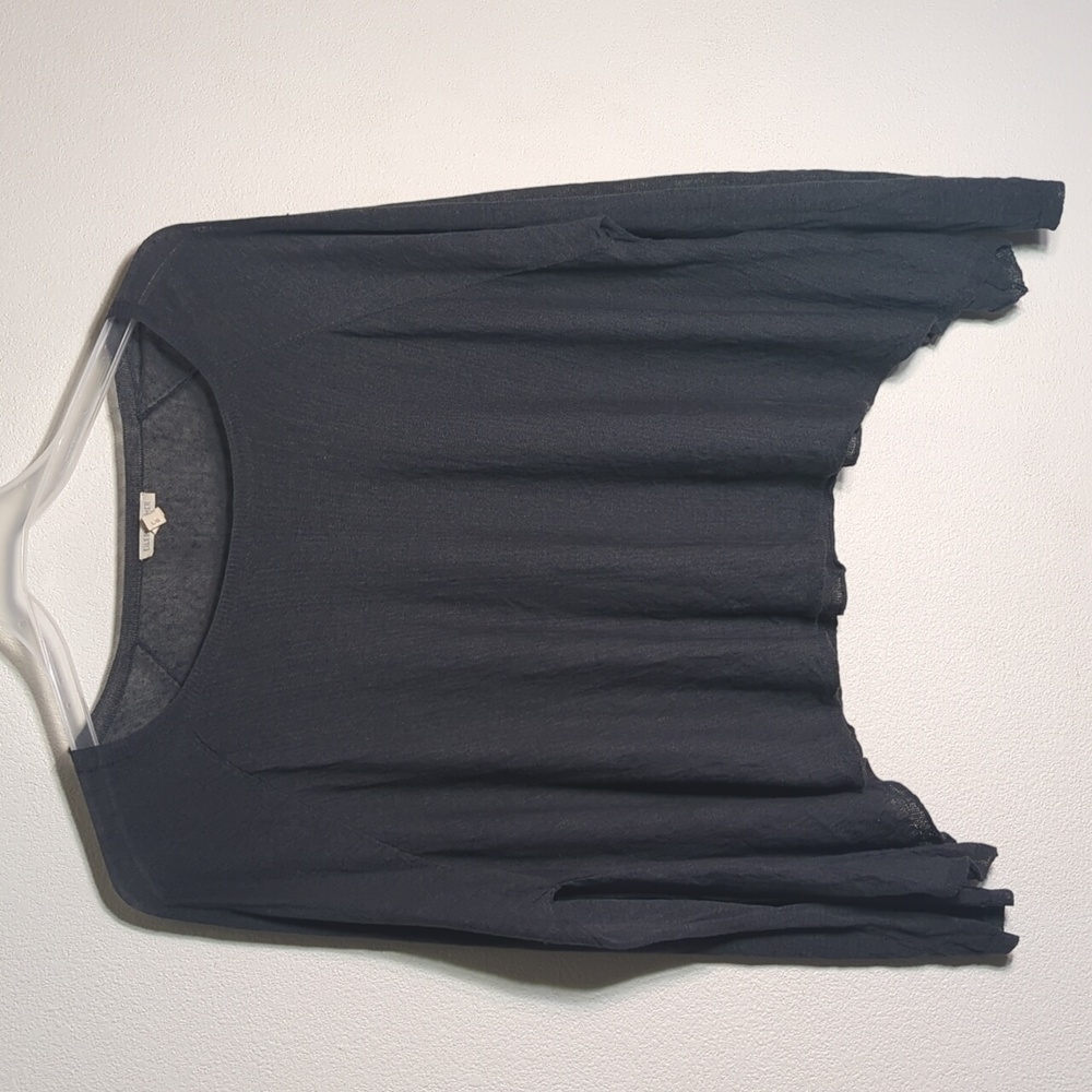 Eileen Fisher Womens Sweater Linen Semi Sheer Long‎ Sleeved Charcoal Grey Large